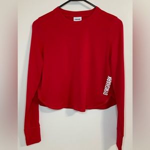 Gymshark Red Long Sleeve Crop Top With Thumb holes Size XS